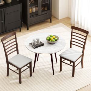 2 chaises bois, cadre bois caoutchouc, brun/beige