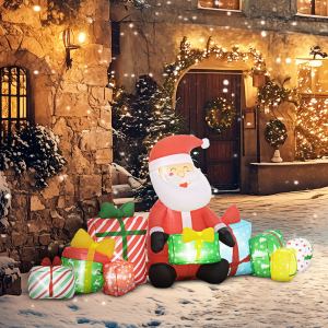 Père Noël gonflable 4,4pi DEL blanc, affichage extérieur