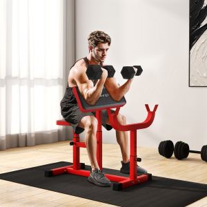 Banc prédicateur 265lbs, biceps isolé, rouge