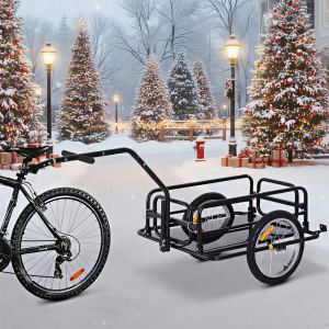 Remorque cargo vélo pliable, capacité 88 lb, noir