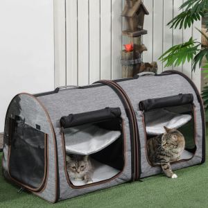 Transporteur chat 39 po souple portable diviseur gris clair