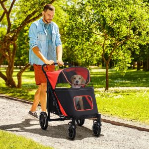 Poussette pour chiens jusqu'à 66 lb, rouge, repliable