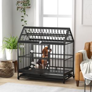 Cage chien 48" roues verrouillables, portes doubles