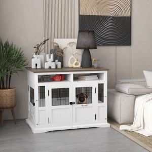 Meuble niche chien table rangement portes blanc