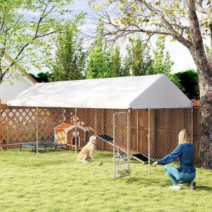 Chenil chien extérieur 19,7' x 7,5' avec gamelles