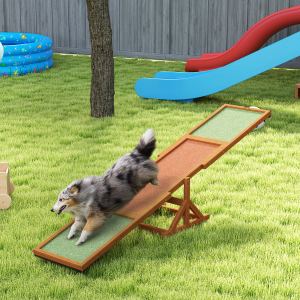 Bascule agility chien bois 83" x 16" orange