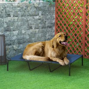 Lit chien surélevé 48x36po respirable bleu foncé