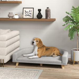 Sofa pour chien gris avec coussin lavable pour grands chiens et chats