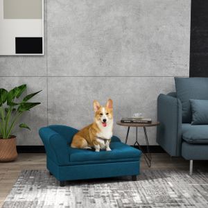 Sofa chien petits chiens bleu foncé rangement