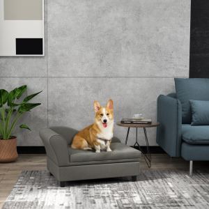 Divan pour petits chiens avec rangement, gris