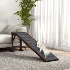 Rampe chien lit 74"x16"x25" tapis antidérapant brun
