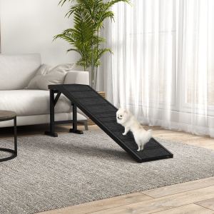Rampe chien 74" x 16" x 25" tapis antidérapant, noir