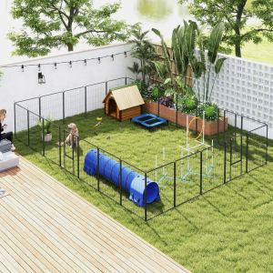 Parc chien intérieur/extérieur 24 panneaux 39" gris