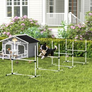 Kit agilité chien 4 pièces barres ajustables blanc