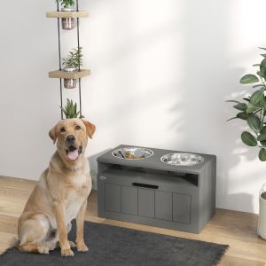 Bols chien surélevés grande race acier inox tapis régulation, tiroir