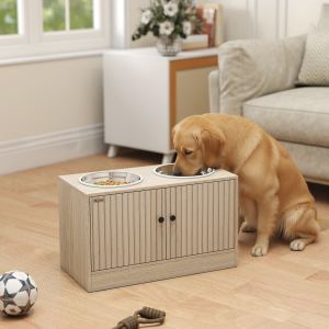 Gamelle chien surélevée rangement 2 bols acier inox