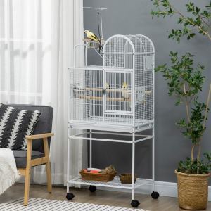 Cage perroquet 55" grands crochets jouets, perchoir, roulettes