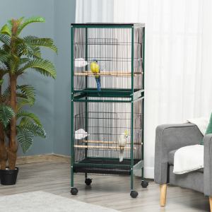 Cage oiseaux grande 1,7 pi envergure 55" design multi-portes vert