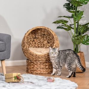 Lit chat surélevé feuille bananier 20", coussin