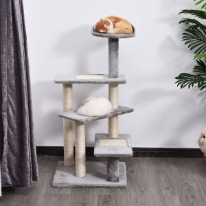 Arbre chat 5 niveaux escalier rotatif 40", gris