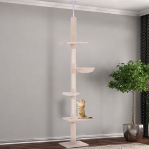 Arbre chat 259cm 5 niveaux grattoirs beige