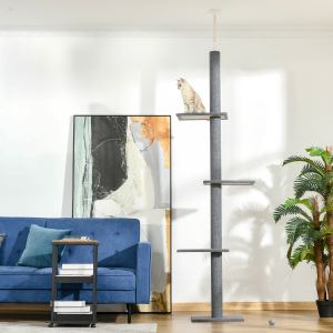 Arbre à chat sol au plafond avec griffoirs en sisal, gris