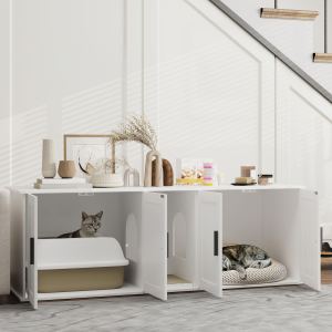 Bac litière double compartiment avec grattoir tapis, 57" x 19"