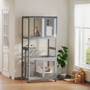 Maison chat extérieur 74" gris foncé, capacité