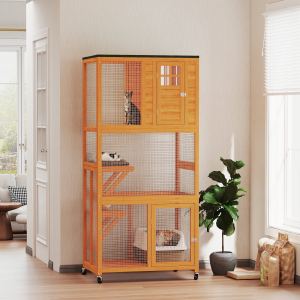 Maison de chat extérieure 74", enclos chat, orange