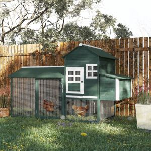Poulailler bois 84" vert, 2-3 poules avec enclos