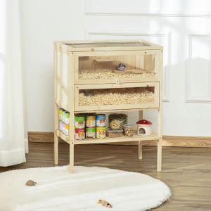 Cage hamster bois 3 étages souris rat hutch