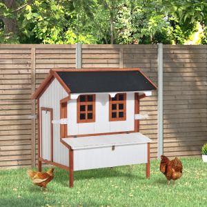 Poulailler 47" bois, toit étanche, nid, poignées, 3-5 poules, portable