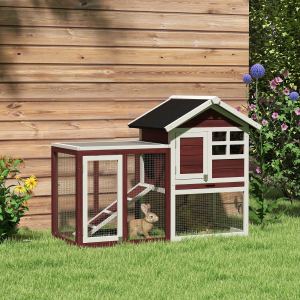 Clapier lapin 49" avec toit imperméable, brun
