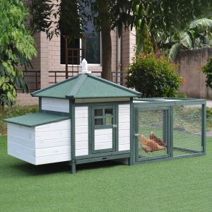 Poulailler Bois 77" Toit Nichoir Parcours Amovible Vert