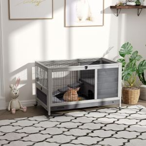 Enclos lapin bois surélevé roulettes lapins cochons Guinée