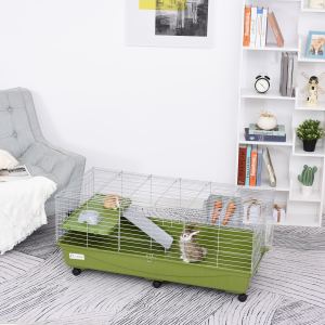 Cage petit animal 47", chinchilla cochon Inde, plateforme rampe roues