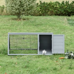 Rabbit Hutch Outdoor, Wooden Chicken Coop with Run, Outdoor Small Animal Cage for Rabbit, Small Duck and Chicken, for Garden, Backyard, Farms, 46" x 24.5" x 21", Light Gray