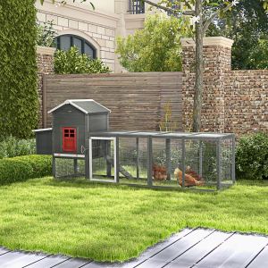 Poulailler 118" extra-large, toiture asphalte, 3-6 poules, gris