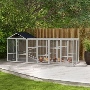 Poulailler bois 6-10 poules 359x122x155cm gris