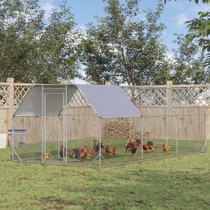 Poulailler métal 9,2x18,7x6,4, bâche imperméable, anti-UV