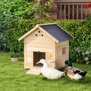 Poulailler canard bois toit ouvrable portes doubles