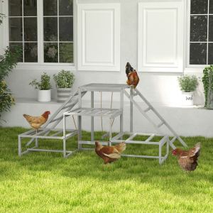 Perchoir poules bois, accessoires, plateforme escalier 10-15 poules