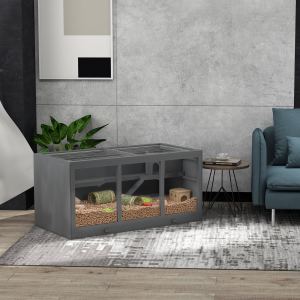 Cage hamster bois 76L toit ouvrant gris