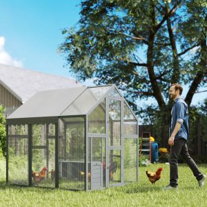Enclos poulailler bois grand 5,5 x 6 x 6, 6-8 poules