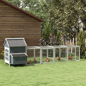 Grand poulailler bois 156" gris, 2 nichoirs