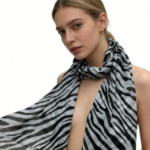 Foulard léger géométrique noir-blanc monochrome