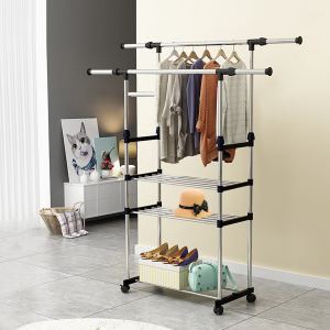 Support vêtements extensible sur roulettes 77 LBS rangement