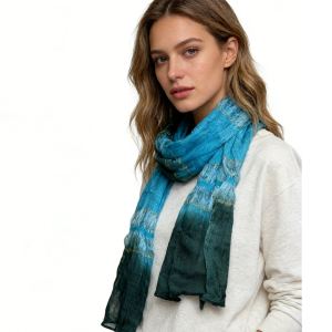 Foulard mince scintillant turquoise iridescent