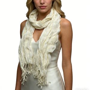 Pure White Crinkle Texture Brightens Complexion Scarf,Wedding Season Staple Scarf,vacation,daily Life,evening Party,Office Appropriate Subtlety For Women Men