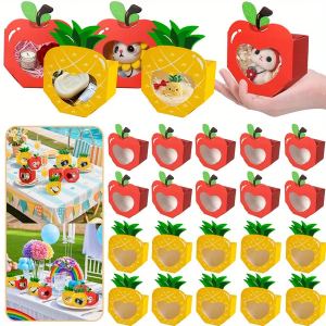 20 Pcs boîtes friandises 3D fenêtre formes fruits fêtes